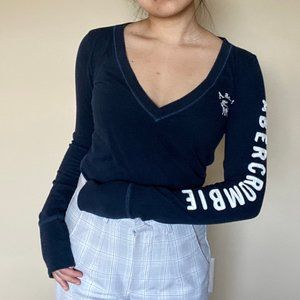 abcrombie & Fitch Navy Blue  V-Neck Tee